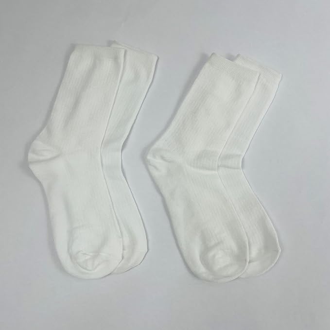 2 Pair Socks White Women's Socks for Size 6-9