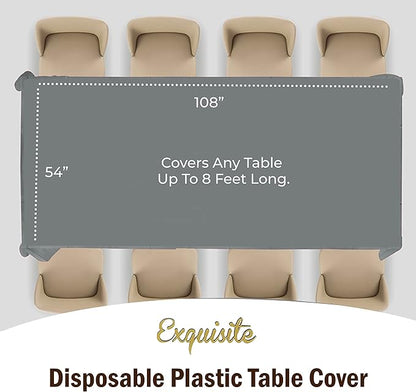 Exquisite 4-Pack Silver Plastic Table Cloth - 54In. x 108In. Disposable Tablecloth for Parties - Rectangle Tablecloth - Disposable Table Cloths for Parties - Plastic Table Cover for Picnics