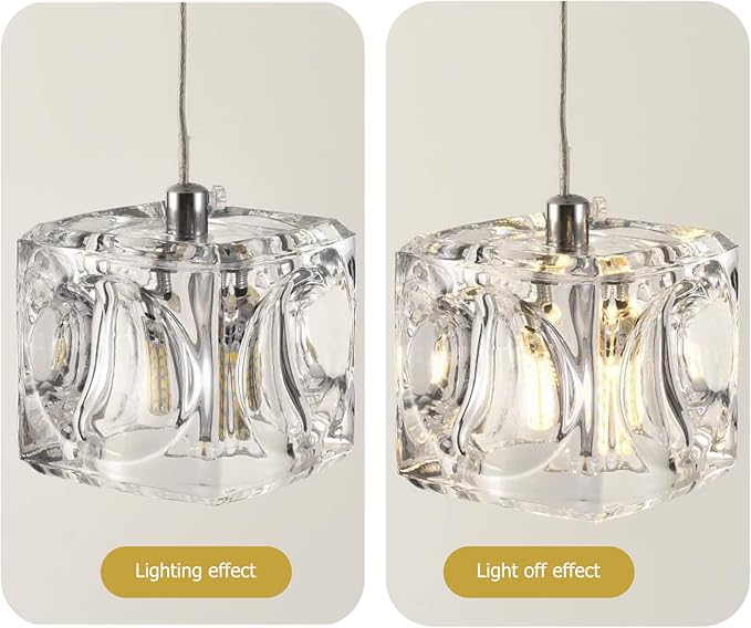 Vanity Lighting Fixtures Square Lamp Shade Glass Cube Lamp Shade Neckless Opening Lamp Bulb Lampshade Covers for Chandeliers Floor Table Wall Lamps Hanging Light Fixtures
