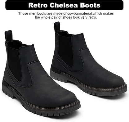 Jousen Mens Boots Retro Mens Casual Boots Chelsea Boots Mens Slip On Boots for Men