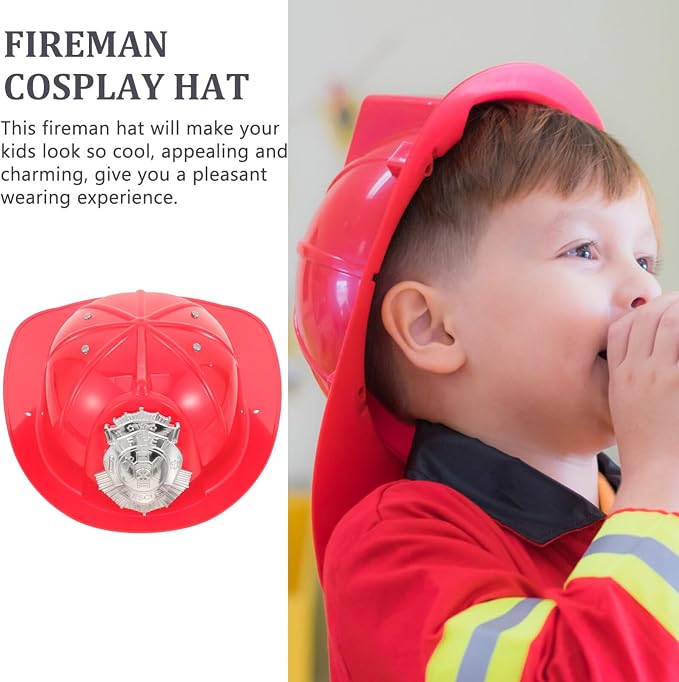 Fireman Helmet Plastic Hard Hat Fire Chief Helmet Firefighter Roleplay Costume Fireman Accessory for Cosplay Party Dress Up