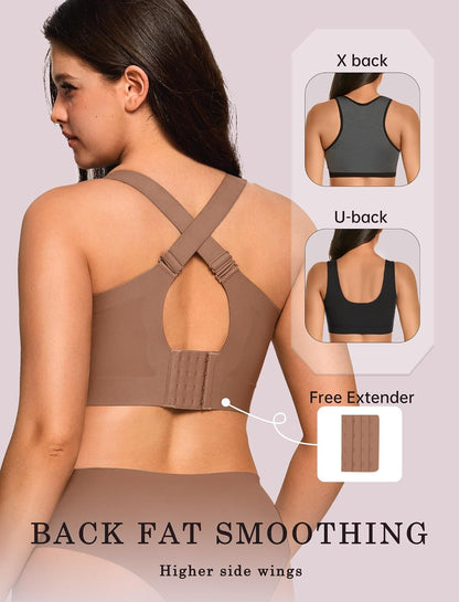 OEAK Womens Wireless Jelly Bra Plus Size Supportive Seamless Bras Full Coverage Push Up Comfortable No Underwire Tshirt Bras ( Size L )
