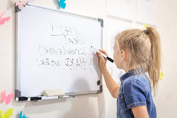 Abaokai Magnetic Dry Erase Markers 6 Pack Whiteboard Erase Markers with Erasers Cap for Whiteboard, Dry-Erase Boards, School, Office and Home (6 Pack/Black)