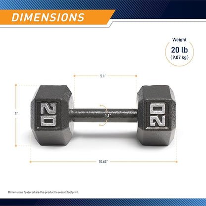 Marcy Cast Iron Hex Dumbbells Collection - Available size 20 lbs, SOLD INDIVIDUALLY