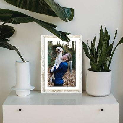 Capcillin 11x17 Picture Frame Wood Pattern Distressed White Poster Frame Set of 1, Wall Mounting,Plexiglass,Great for Prints, Mural,and Art(CP003-MD11x17-RW)