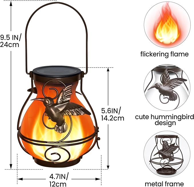 Lantern Holder Outdoor Waterproof Hummingbird Hanging Lantern Outdoor Garden Decoration 1 Pack( missing lid )