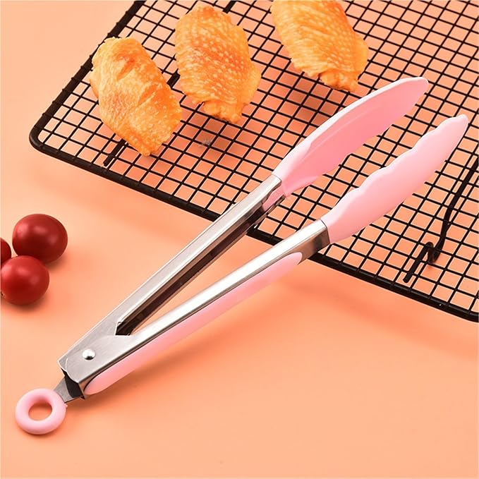 Tongs Stainless Steel Tongs for Cooking Household Bread Tongs Barbecue Tongs Steak Tongs Food Tongs Multi Function Tongs Kitchen Tongs(Beige)