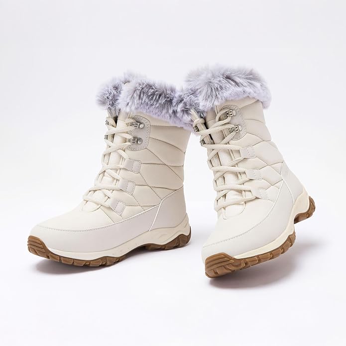 6.5 Size, Lands' End Expedition Waterproof Insulated Womens Snow Boots, Lace Up or Slip On Winter Boots for Women, Medium or Wide Width Sizes 6 to 11, Black, Brown, Blue, White or Grey Winter Shoes
