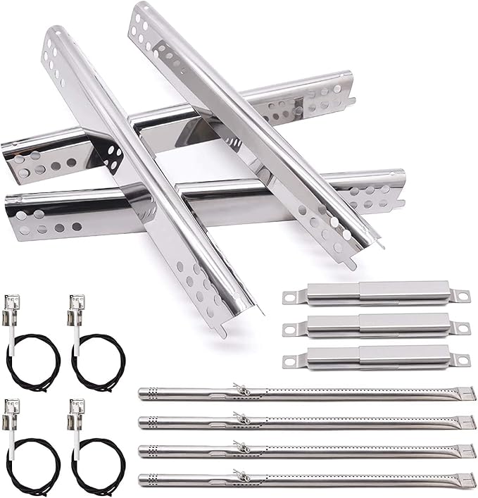Criditpid Grill Replacement Parts for Charbroil Advantage 4 Burner 463344116, 463343819, 466344116 Models, Stainless Steel Grill Burners, Heat Plate Shields, Crossover Tubes and Ignitors