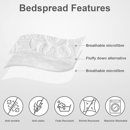 Hansleep White Quilt California King Size - Damask Ultrasonic Summer Bedspread California King, Soft Lightweight Coverlet Bedding Set, 3 Pieces (1 Quilt, 2 Pillow Shams)