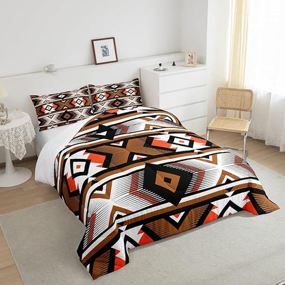 Erosebridal Southwestern - Queen size duvet set, retro style, ethnic, geometric, bohemian, Aztec, for children, teenagers and adults, western tribal duvet set, decoration of