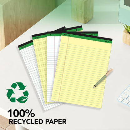 Yellow Legal Pads 7 pads 350 Sheets 8.5"x14" Writing Pads Recycled Paper 8.5"x14" Wide Ruled Lined Paper Perforated 50 sheets Hard Back Notepads Large Legal Pad Writing Tablet Canary For Office Supplies (Canary 7 pads)