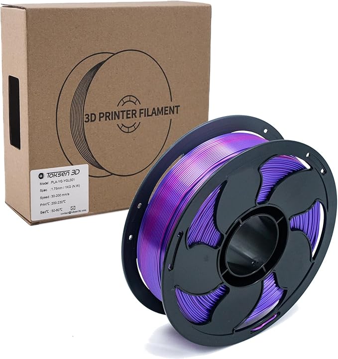 1.75mm PLA Filament Silk Dual Bi Color Purple Fuchsia, Coextrusion 3D Printer Filament with Shiny Silk Rainbow, 1kg (2.2lbs) Spool Neatly Wound Smooth Color Transition 3D Printing Rods