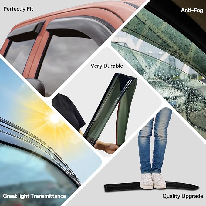 Window Visors Rain Guards Shield for 2006-2012 Ford Fusion, Out-Channel Window Vent Wind Deflectors Visors Shades for 2007-2013 Lincoln MKZ, 2006-2010 Mercury Milan, 2006 Lincoln Zephyr
