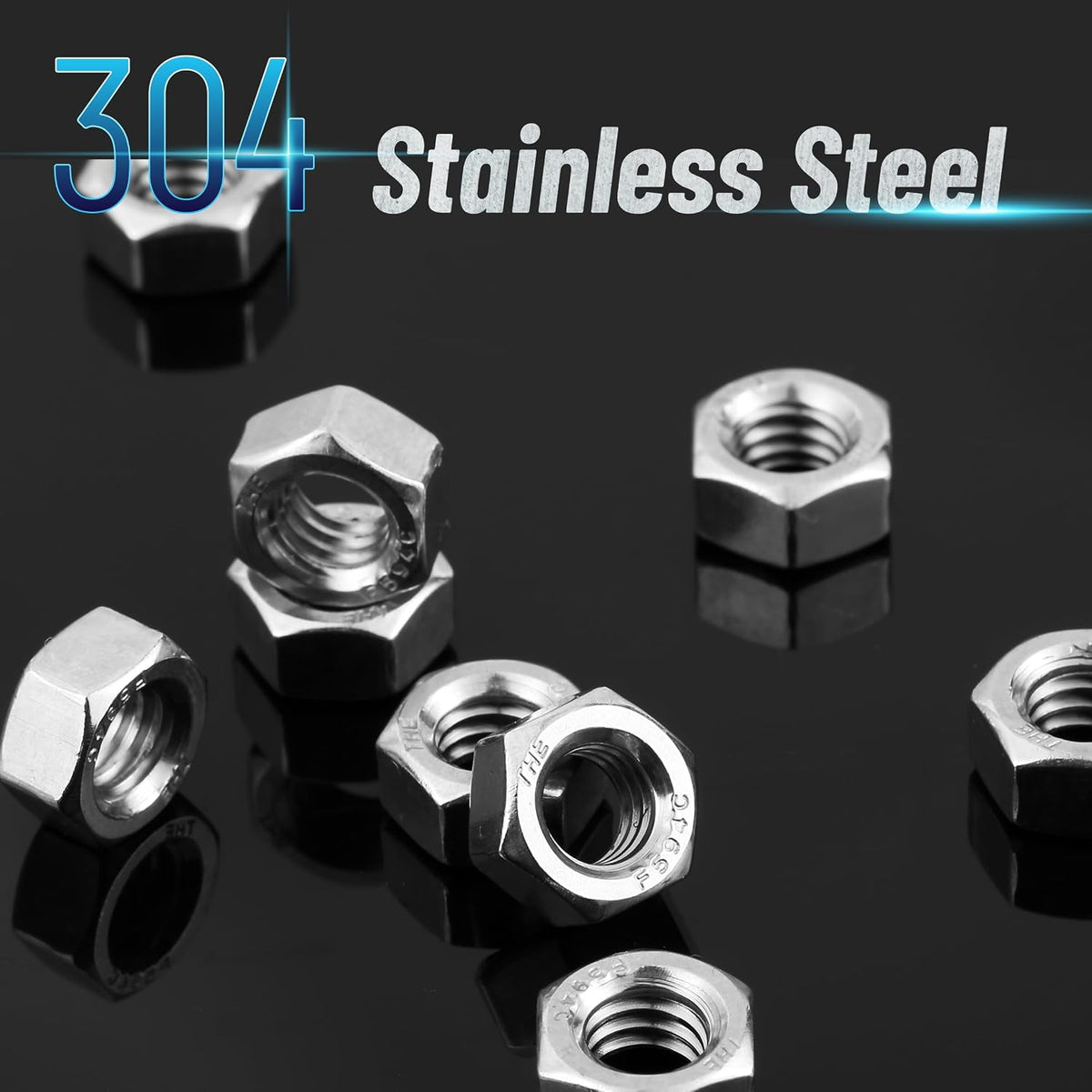 Bates Stainless Steel Hex Nut, 5/16-18, 50 Pack - Stainless, Metal, Hardware Nuts (2 pack of 25)