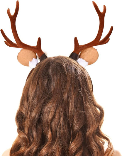 Topcosplay Unisex Christmas Reindeer Antler Headband Deer Antlers Headband for Xmas Party Costume Accessory