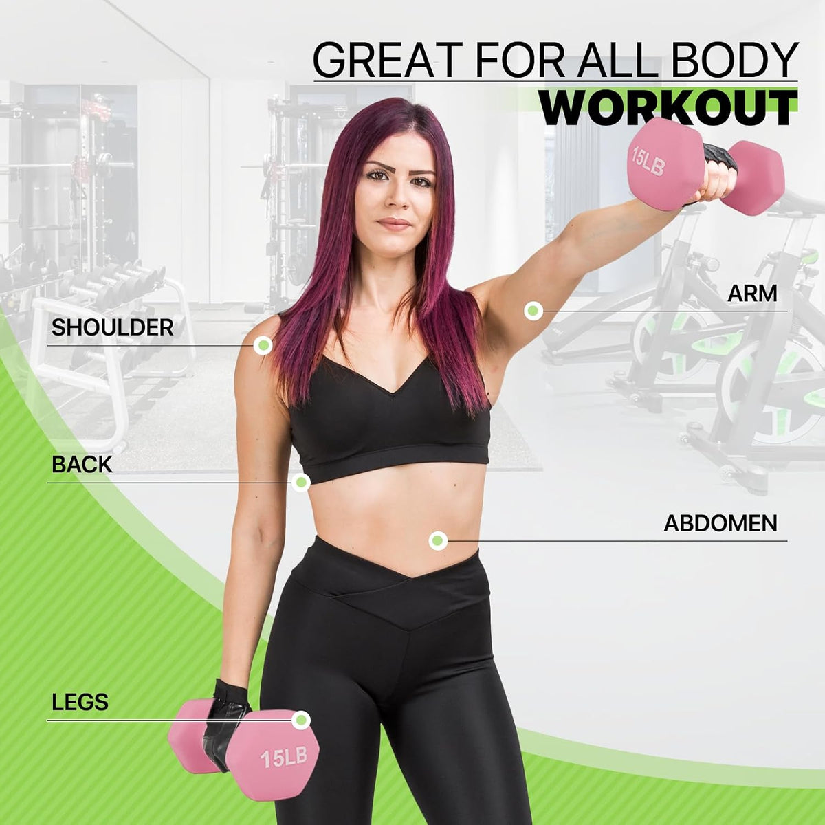 Neoprene Coated Dumbbell Hand Weights, Pair