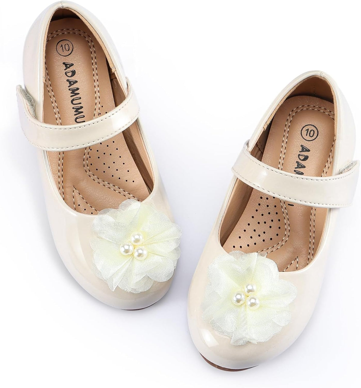 Beige, ADAMUMU Toddler Dress Shoes Flower Girl Shoes for Weeding Cute Toddler Mary Jane Shoes Lace Flore Ballet Flat for Walking, Jumping .