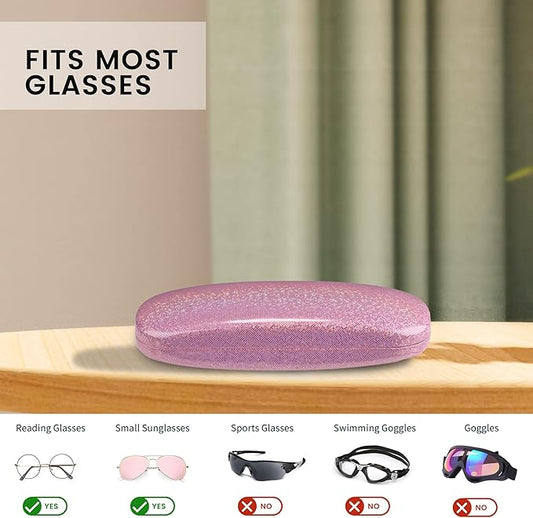 molshine 2 Pieces Glitter Hard Shell Eyeglass,Portable Dazzling Smooth Glasses Case for Men Women Girl Travel Study Work