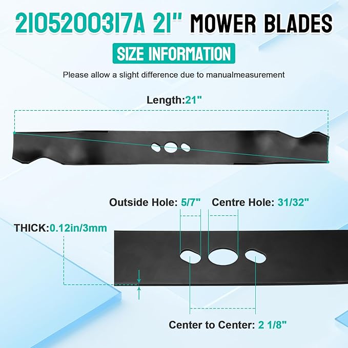 2105200317A Mower Blade Compatible with Murray 21 inch Push Mower Blade, Daye, HyperTough Blackmax MNA152901 MNA152903 MNA152701 Push Lawnmower, Lawn Mulching Blade Replaces Parts 84005221 2105200317