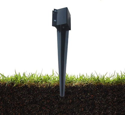 Fence Post Anchor Ground Spike Metal Black Powder Coated 24 x 4 x 4 Inches Outer Diameter (Inner Diameter 3.5 x3.5 Inches), Pack of 1