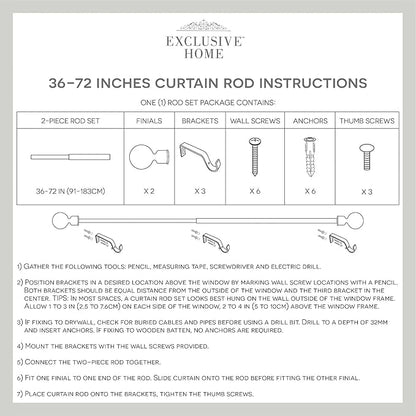 Exclusive Home Vine 1" Curtain Rod and Finial Set, Gold, Adjustable 36"-72"