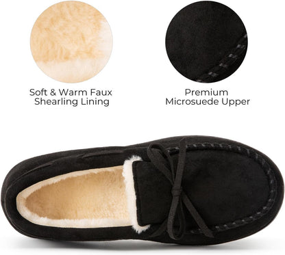 Size 9 Deal: HomeTop Women's Moccasins Slippers Memory Foam Indoor House Ladies Shoes | Gifts, Non-Slip, Breathable, Indoor and Outdoor, Lightweight,Chic Bow Detail