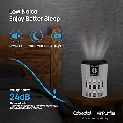Air Purifiers for Home Bedroom, Quiet Air Purifiers with Sleep Mode, Portable Air Purifier with 4 Speed Control,9 Timers, Small Air Cleaner for Home,Office,Living Room, light white