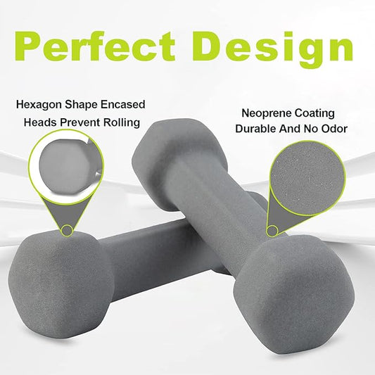 Dumbbells Set of 2 Exercise  Fitness Dumbbell for Home Gym Women Free Weights Hand Hex Dumb Bells 2 LB Pair