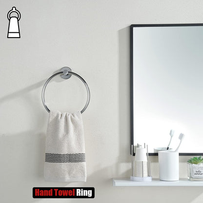 JQK Chrome Towel Ring, 304 Stainless Steel Hand Towel Holder for Bathroom, Polished Finish Wall Mount, TR130-CH