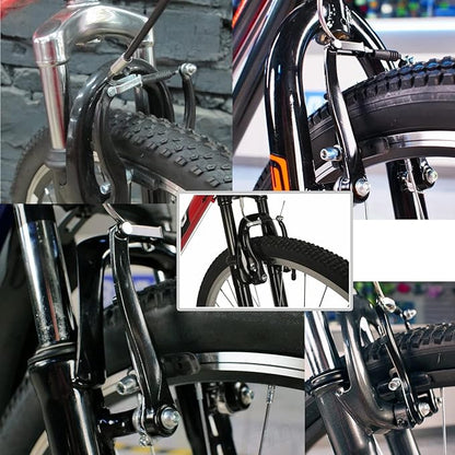 2 Pairs Bike Brake Set, Universal Complete V Bike Brakes Set for Most Mountain Bicycle, Including Road Bike Brakes Cables, Front Back Wheels End Caps,End Ferrules-Black