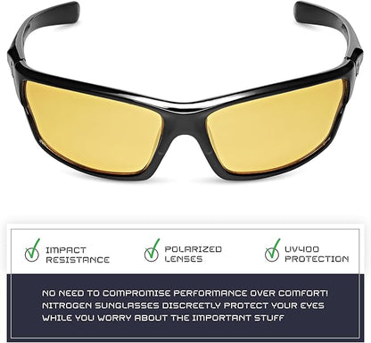 Nitrogen Polarized Wrap Around Sport Sunglasses for Men Women UV400 Protection Sun Glasses