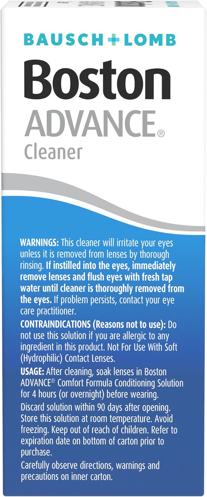 Boston Advance Contact Lens Solution by Bausch Lomb, for Gas Permeable Contact Lenses, 1 Fl Oz (Packaging May Vary)