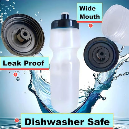 Sports Squeeze Water Bottle, 24 oz Cycling Bottle, BPA-Free, Leak-proof, Suitable for Cycling Gym Hiking Outdoor Hydration. (Clear) (1)
