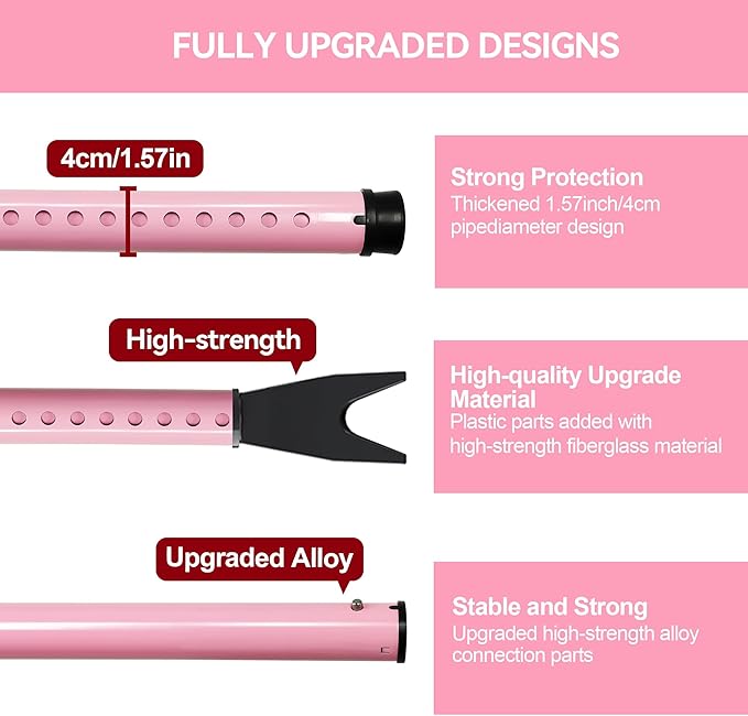AceMining Upgraded Door Security Bar  Sliding Patio Bar, Heavy Duty Stoppers Adjustable Jammer for Home, Apartment, Travel (1 Pack,Pink)