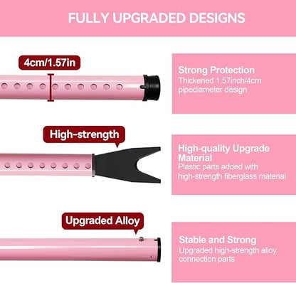 AceMining Upgraded Door Security Bar  Sliding Patio Bar, Heavy Duty Stoppers Adjustable Jammer for Home, Apartment, Travel (1 Pack,Pink)