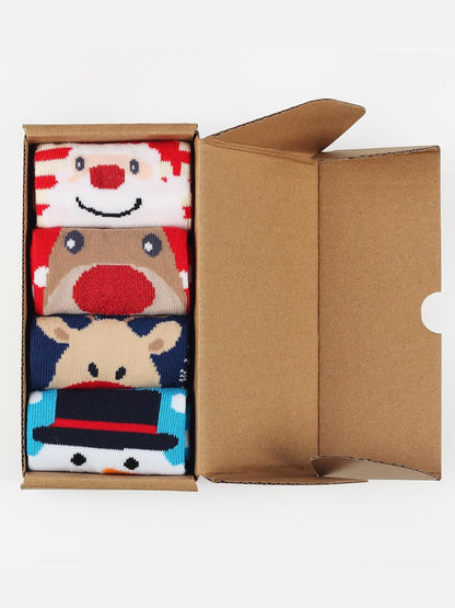 COTTON DAY 7 Days of the Week Gift Box Kids Girls Fashion Short Socks Cute Animal, Floral, Stars, Stripes & Polka Dots Design ( Size Small )