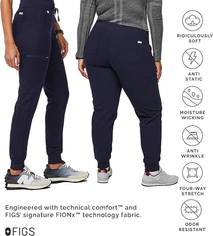 FIGS Zamora Jogger Scrub Pants for Women — Slim Fit, 6 Pockets, Yoga Waistband, Ribbed Ankle Cuffs, Anti-Wrinkle