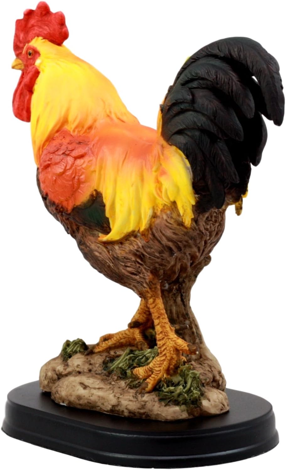 Proud Country Chicken Rooster Statue with Base 7.5" Tall Resin Sculpture in Vivid Colors