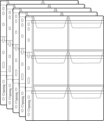 Coin Collecting Pages 5 Sheets 6 Pockets Standard 9Hole Coin Pocket Inserts Collecting Sleeves for Coins Uncle Paul CS03506