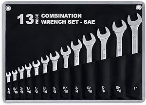 30-Piece Ultimate All-Purpose Combination Wrench Set in Roll-up Pouch | SAE 1/4” to 1”, Metric 6mm to 24mm | Best Value Complete Wrench Set for General Household, Garage, Truck, Car, Travel Emergency