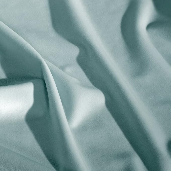 Villa Soft Plain Opaque Velvet Curtain with Eyelets - 1 Unit, Fluffy Panel Drape Classic Glamour Elegant Living Room, Bedroom, 290 g/m2, W55 x L98, Sea Green