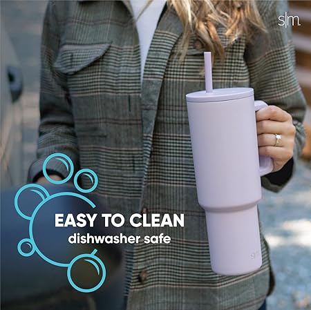 Simple Modern 40 oz Tumbler with Handle and Straw Lid  Insulated Reusable Stainless Steel Water Bottle Travel Mug Cupholder Friendly  Gift for Women Men  Trek Collection  Pink Candy Cane Toss