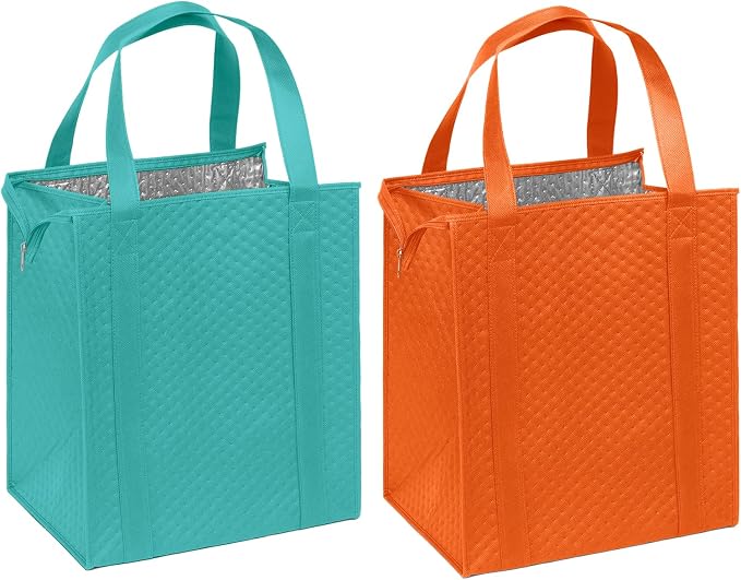 Mediz Hannah Direct Large Capacity Heavy Duty Insulated Smart Shopping Bag - Strong Reusable Grocery Tote 2 Pack
