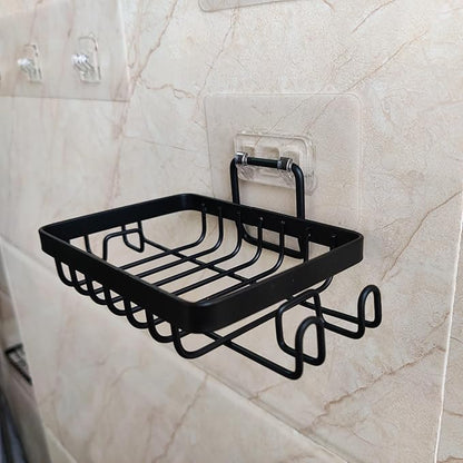 Stainless Steel Mate Black Soap Dish for Shower, Suction Cup Square Shower Soap Holder - Black Soap Saver - Comfortable Essential for Apartment, Home and Dormitory