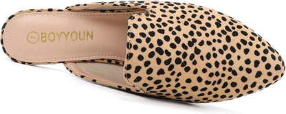 BOYYOUN Mules for Women Comfortable Slip On Backless Flats Pointed Toe Loafers for Work and Casual Wear Low Heel Closed Shoes Womens Mule