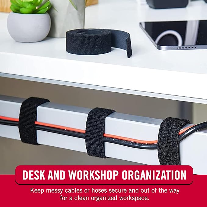 VELCRO Brand Cut to Length Straps Heavy Duty | 45 Ft x 3/4 in | ONE-WRAP Self-Gripping Double Sided Roll | Bundling Ties Fasten to Themselves for Secure Hold, VEL-30834-AMS, Black