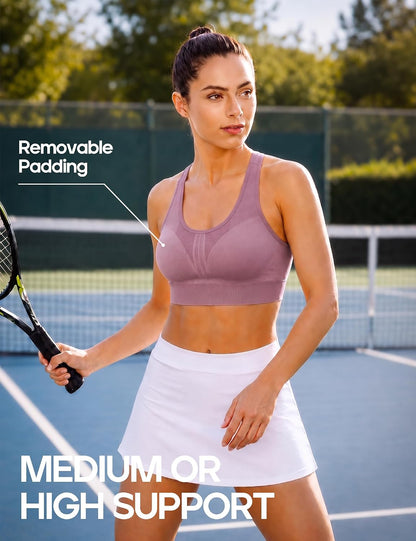 Heathyoga High Impact Sports Bras for Women High Support Padded Sports Bra Pack Racerback Bras for Women Workout Bra Sets