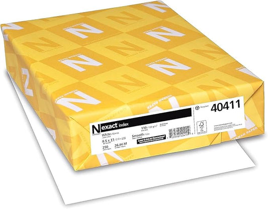 Neenah Paper Exact Index Card Stock, 94 Bright, 110 lb Index Weight, 8.5 x 11, White, 250Pack