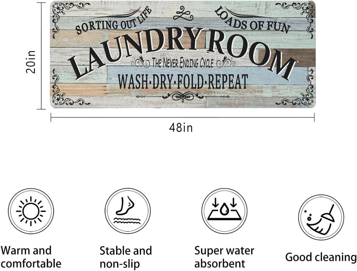 Non Slip Laundry Room Rug - Farmhouse Kitchen Floor Mat -Laundry Room Rug- Runner Decor -Washable Floor Carpet for Washroom Mudroom Kitchen Bathroom Hallway-20 x48